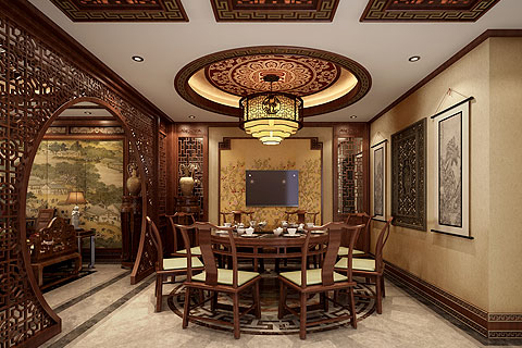 秦皇岛别墅古典中式装修设计案例—沉静含奢华 古朴融安逸